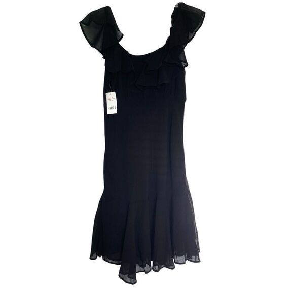 Lucky Brand Black Ruffle Mini Dress Women’s XS Frill Hem - Picture 1 of 4